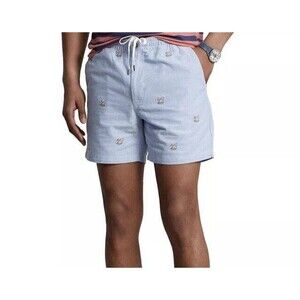 POLO RALPH LAUREN 6-Inch Polo Prepster Oxford Shorts Blue Size XL Flamingo